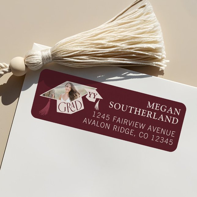 Elegant Modern Grad Cap & Tassel Graduation Photo (Elegant Modern Grad Cap & Tassel Graduation Photo Label)