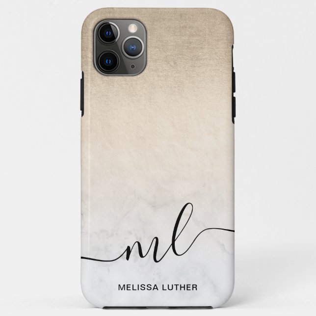 Elegant modern gradient copper gold white marble Case-Mate iPhone case (Back)