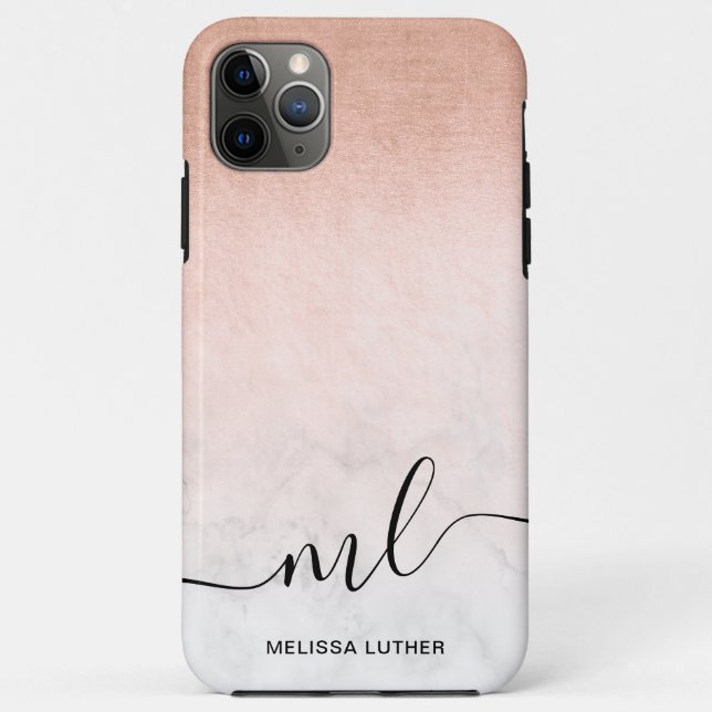 Elegant modern gradient copper gold white marble Case-Mate iPhone case (Back)