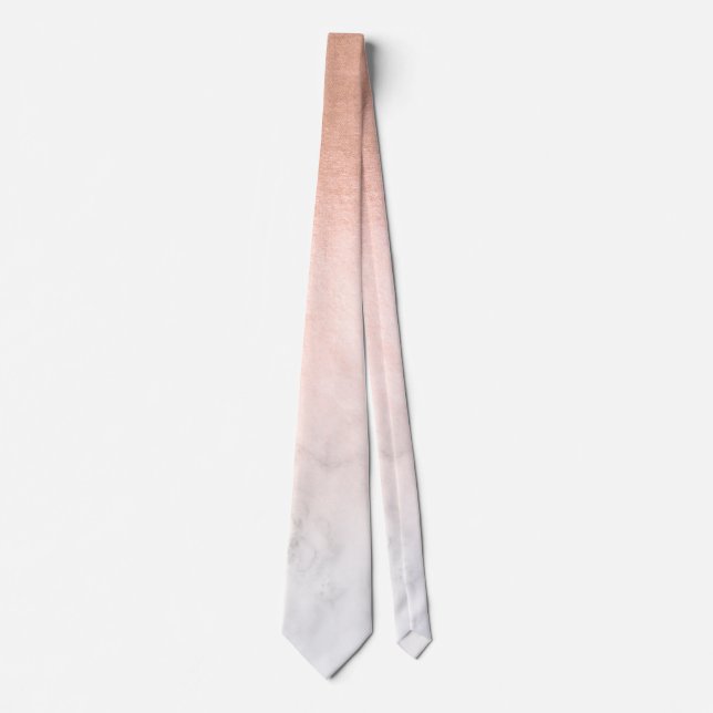 Elegant modern gradient copper gold white marble tie (Front)