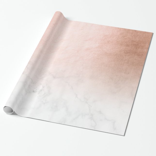 Elegant modern gradient copper gold white marble wrapping paper (Unrolled)