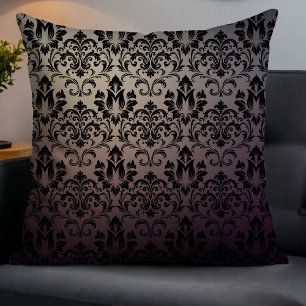Elegant Modern Gradient Damask Purple Fade Cushion