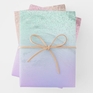 Elegant modern gradient marble glitter wrapping paper sheet