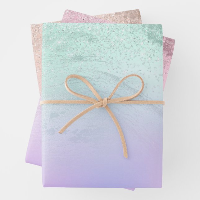 Elegant modern gradient marble glitter wrapping paper sheet (In situ)