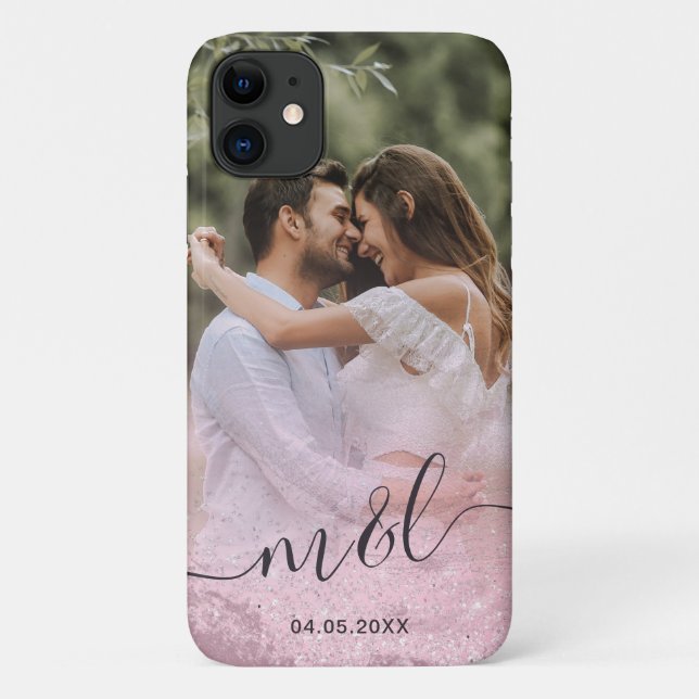 Elegant modern gradient rose gold glitter photo Case-Mate iPhone case (Back)