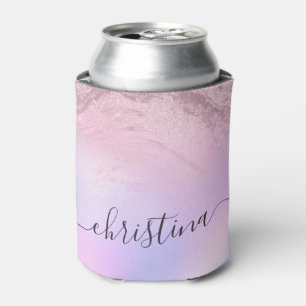 Elegant modern gradient rose gold glitter purple can cooler