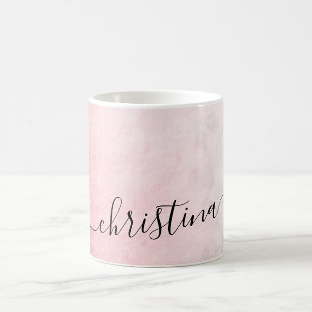 Elegant modern gradient rose gold white marble coffee mug (Center)