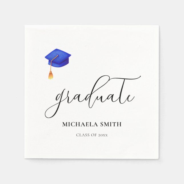 Elegant Modern Graduate Cap Graduation Party Napkin (Front)