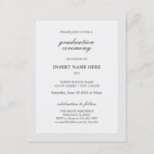 Elegant Modern Graduation Ceremony Invitation Postcard