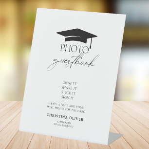 Elegant Modern Graduation Photo Guest Book  Pedestal Sign