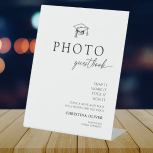 Elegant Modern Graduation Photo Guest Book  Pedestal Sign