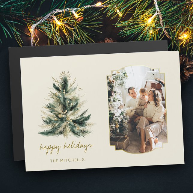 Elegant Modern Green and Gold Christmas Tree Photo (Creator Uploaded)