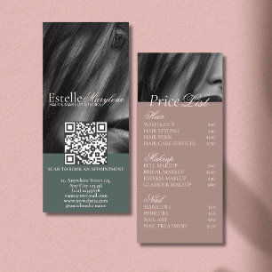 Elegant Modern Green Brown Photo Hair Studio Rack Card