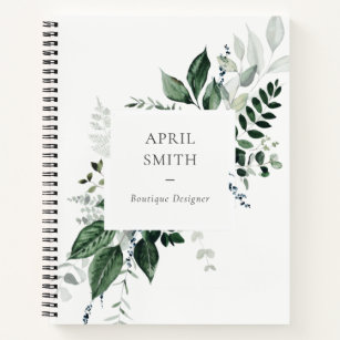 Elegant Modern Green Leafy Tropical Foliage Fern Notebook