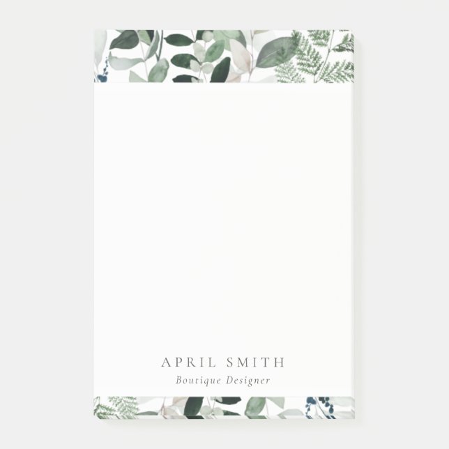 Elegant Modern Green Leafy Tropical Foliage Fern Post-it Notes (Front)