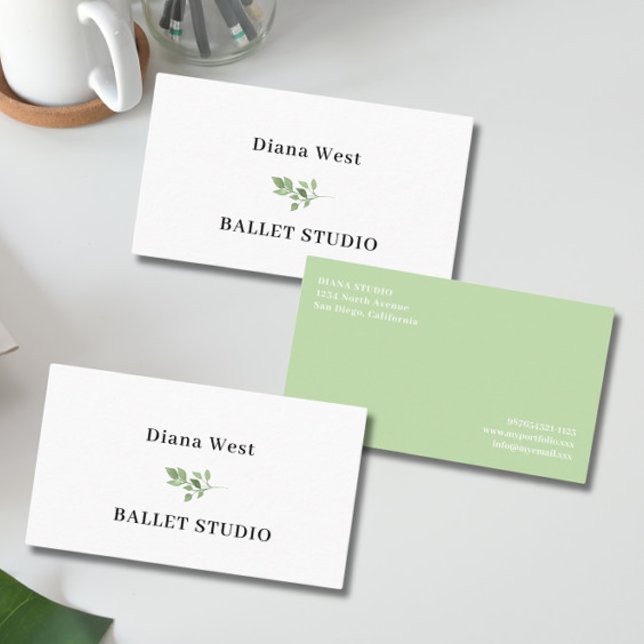 Elegant Modern Green Leaves Business Card (Creator Uploaded)