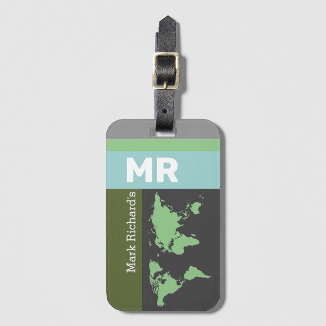 elegant modern green luggage tag (Front Vertical)