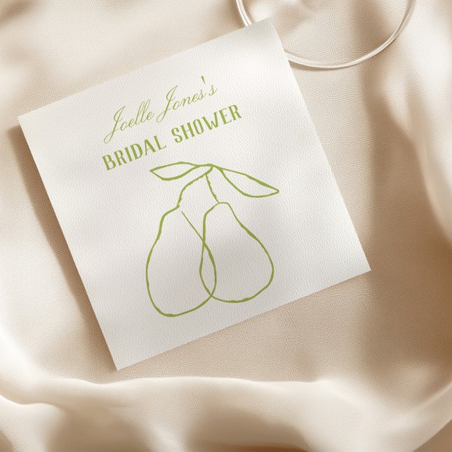 Elegant Modern Green Perfect Pear Bridal Shower Napkin (Creator Uploaded)