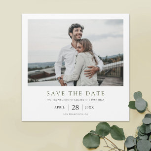 Elegant Modern Green Photo Wedding Save the Date