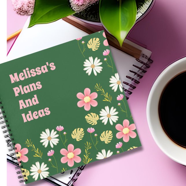 Elegant Modern Green Pink Floral Notebook (Creator Uploaded)