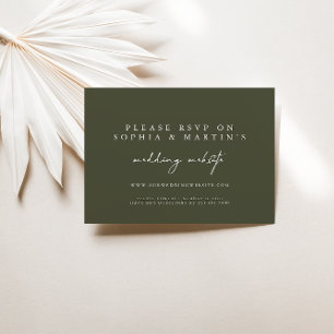 Elegant Modern Green RSVP Online Wedding Website Card