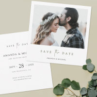 Elegant Modern Green Script Photo Wedding 