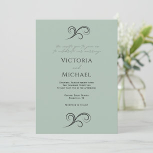 Elegant Modern Green Wedding Invitation