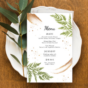 Elegant Modern Greenery and Gold Wedding Menu