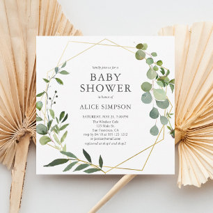 Elegant Modern Greenery Baby Shower Invitation