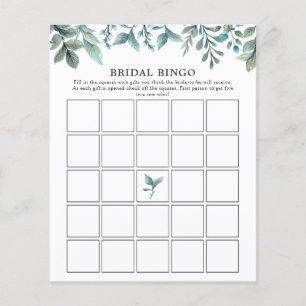 Elegant Modern Greenery Bridal Shower Bingo Game