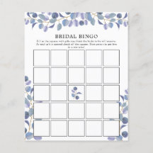 Elegant Modern Greenery Bridal Shower Bingo Game