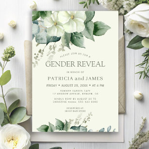 Elegant modern greenery gender reveal baby shower invitation