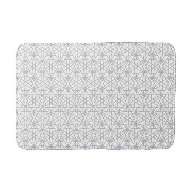 Elegant Modern Grey and White Geometric Shapes Bath Mat (Front)