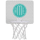 Elegant Modern Grey Chevron and Mint Monogram