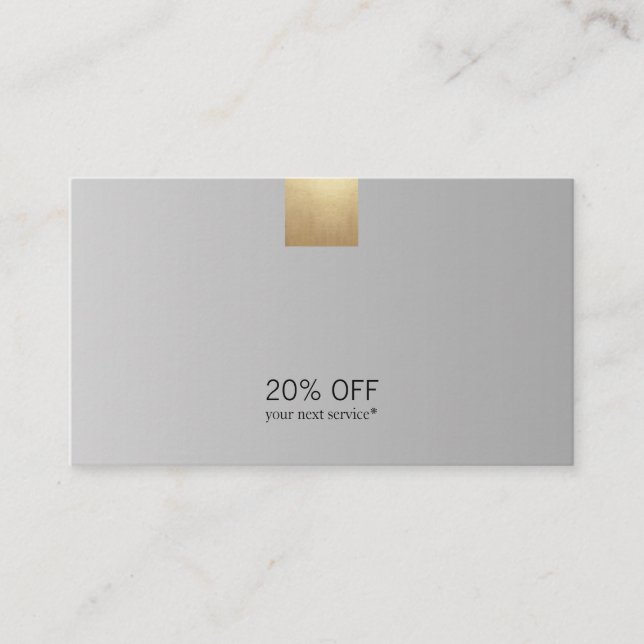 Elegant Modern Grey Gradient Gold Accent Discount Business Card (Front)