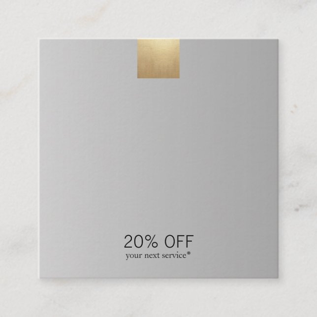 Elegant Modern Grey Gradient Gold Accent Discount Square Business Card (Front)