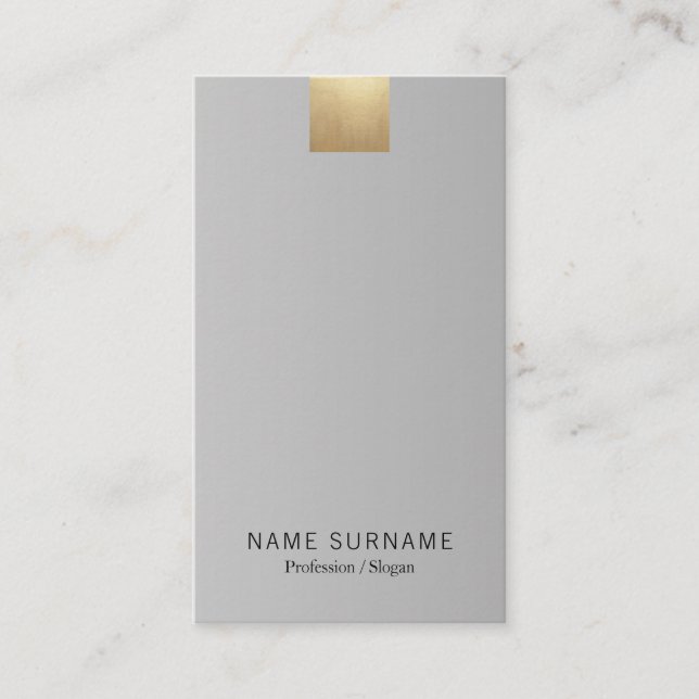 Elegant Modern Grey Gradient Gold Accent Vertical Business Card (Front)