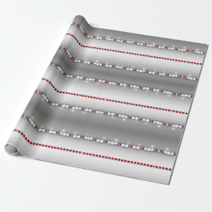 Elegant Modern Grey, Red, White Garland Gift Wrap