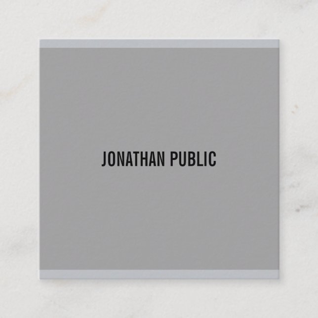 Elegant Modern Grey Simple Professional Template Square Business Card (Front)