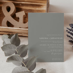 Elegant Modern Grey Trendy Script Minimal Wedding Invitation