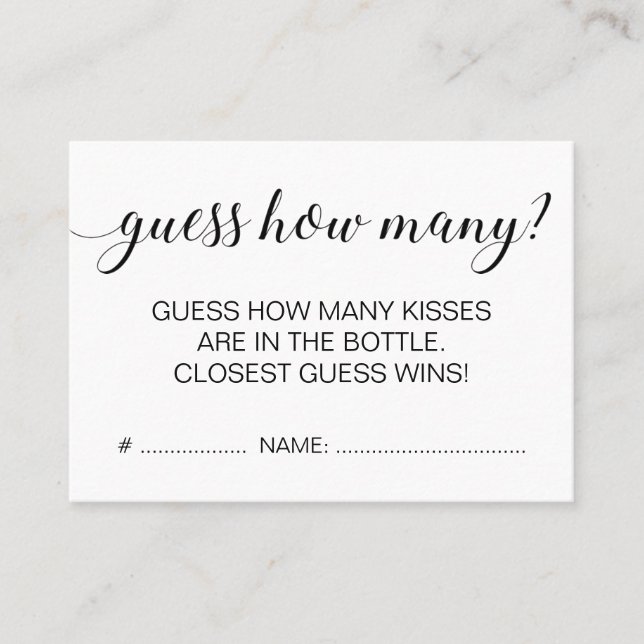 Elegant Modern Guess How Many Baby Shower Game Business Card (Front)