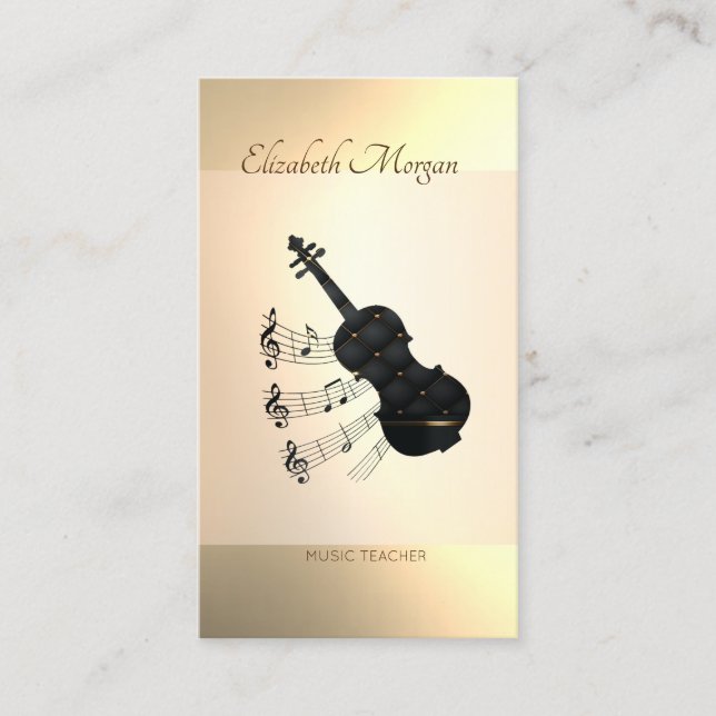 Elegant Modern,Guitar, Music Teacher Business Card (Front)