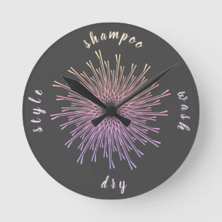 Elegant MOdern  Hair Stylist Bobby Pin Bloom Round Clock