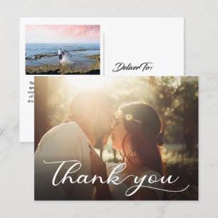 Elegant Modern Hand Lettered Wedding Thank You Postcard