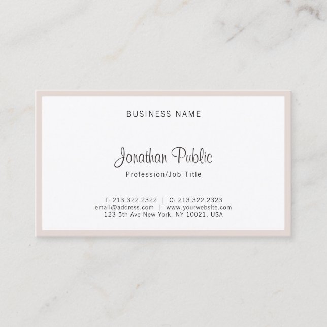 Elegant Modern Hand Script Simple Creative Plain Business Card (Front)
