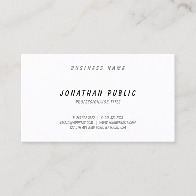 Elegant Modern Hand Script Simple Pretty Design Business Card (Front)