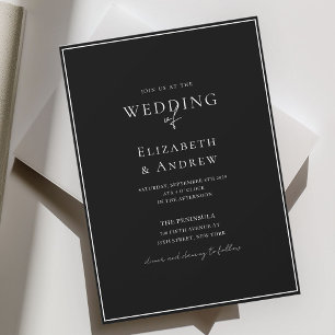Elegant, Modern, Handwriting, Black Wedding Invitation