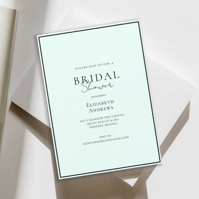 Elegant, Modern, Handwriting, Mint Bridal Shower  Invitation (Creator Uploaded)