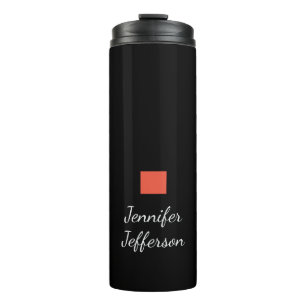 Elegant Modern Handwriting Plain Black Thermal Tumbler