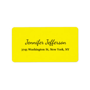 Elegant Modern Handwriting Plain Bright Yellow Label